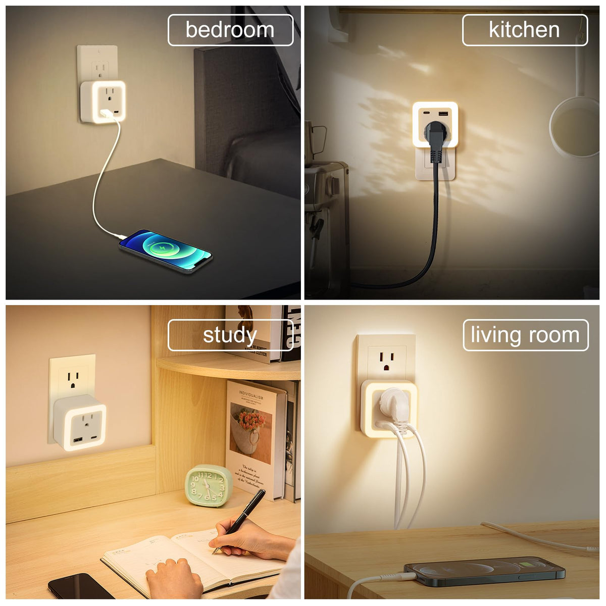JackonLux compact wall-plug design saves space while delivering gentle ambient light.