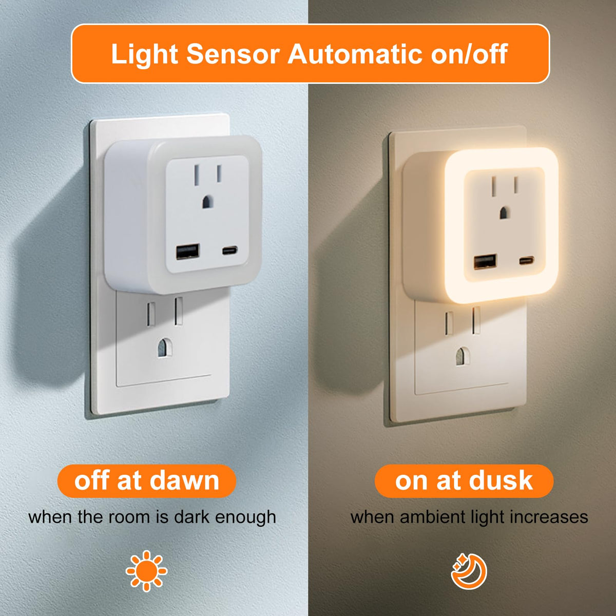 JackonLux night light with USB ports keeps devices powered without clutter.