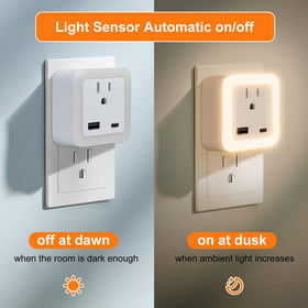 JackonLux night light with USB ports keeps devices powered without clutter.