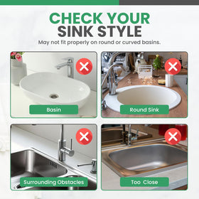 Jacks One Stop Shop cuttable center opening fits most faucets.