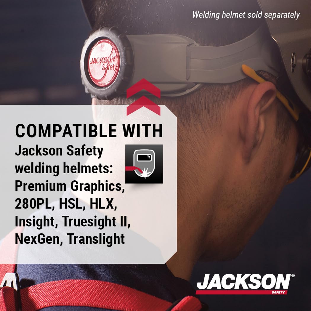Jackson Safety 370 headgear three-position slider for precise eye-to-lens distance.
