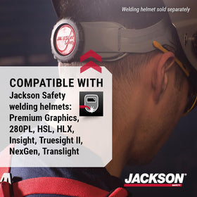 Jackson Safety 370 headgear three-position slider for precise eye-to-lens distance.