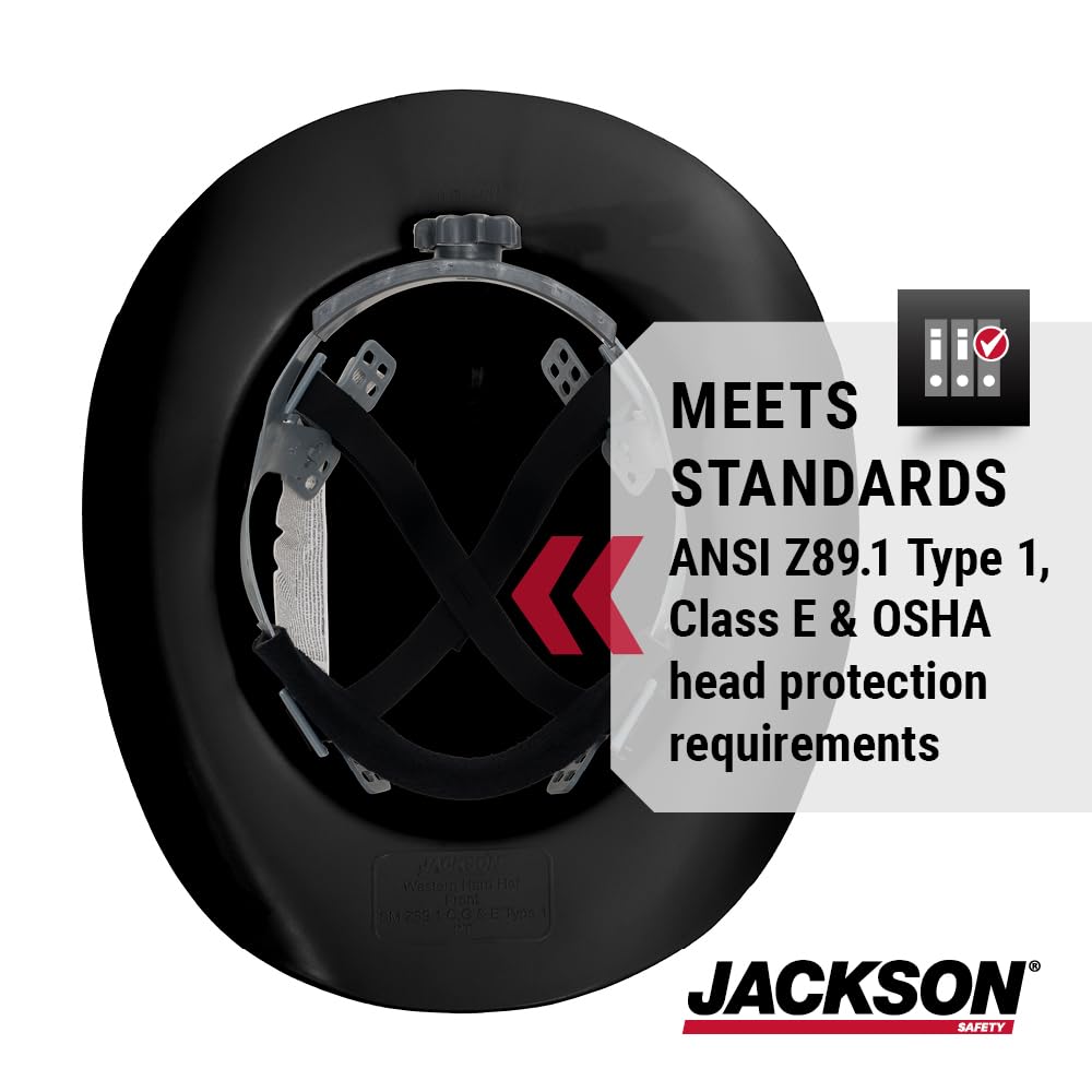 Jackson Safety Cowboy Hard Hat absorbent brow pad helps manage sweat on hot days.