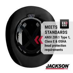 Jackson Safety Cowboy Hard Hat absorbent brow pad helps manage sweat on hot days.
