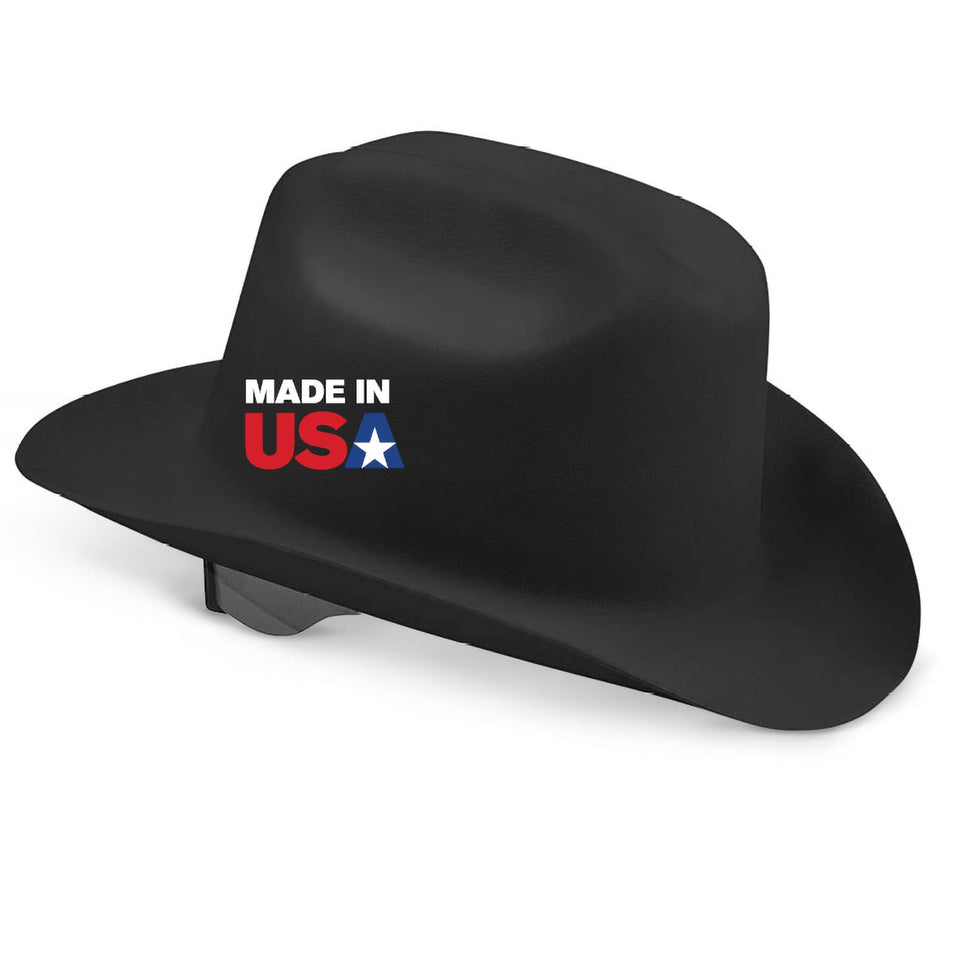 Jackson Safety Cowboy Hard Hat front view with full brim for sun and rain protection.