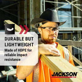 Jackson Safety Cowboy Hard Hat side view highlighting non-vented shell and rugged HDPE.