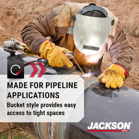 Jackson Safety PL280 rear view demonstrates adjustable headgear for comfortable wear
