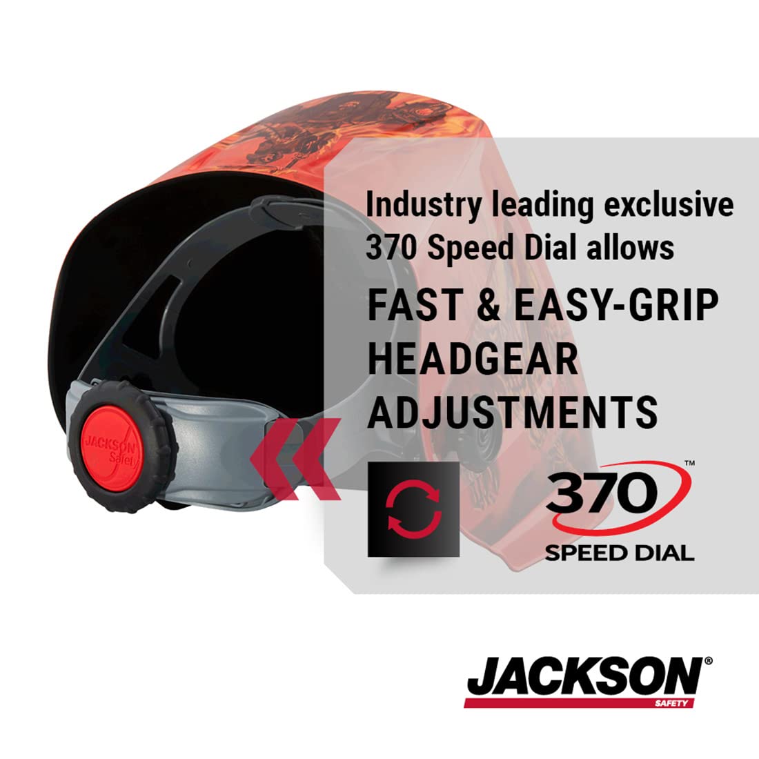 Jackson Safety Premium Graphic Hood ADF display demonstrates fast shading for clear weld reads.