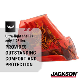 Jackson Safety Premium Graphic Hood adjustable headgear enables a secure, comfortable fit.