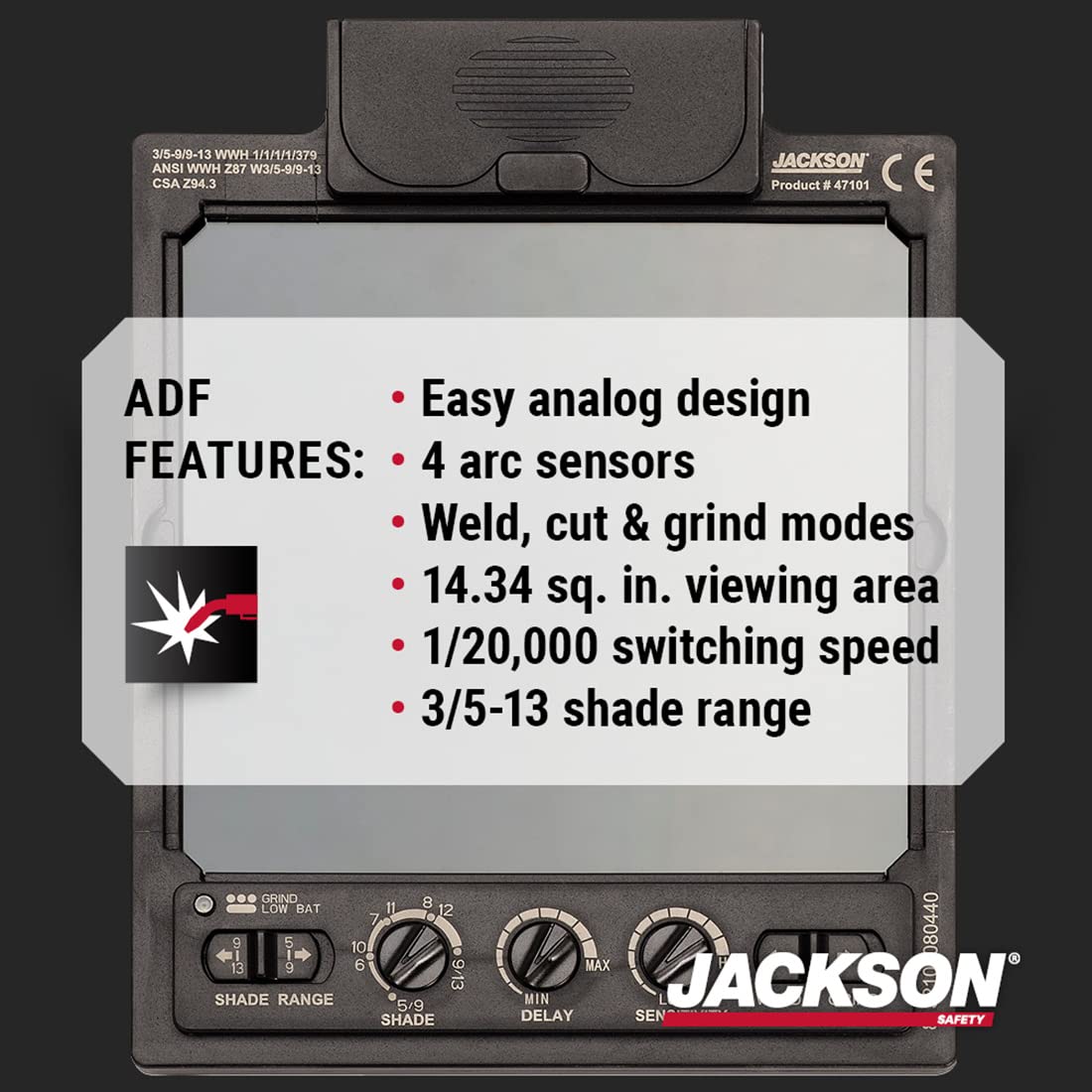 Jackson Safety Premium Graphic Hood closed faceplate provides full protection with comfortable fit.