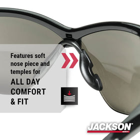 Jackson Safety SG anti-scratch lenses maintain clear vision during long shifts.