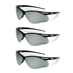 Jackson Safety SG glasses with a black frame offer durable protection and all-day comfort.