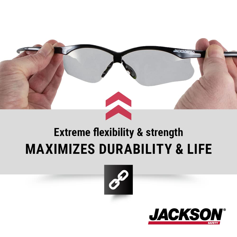 Jackson Safety SG wraparound lenses extend protection to the periphery.