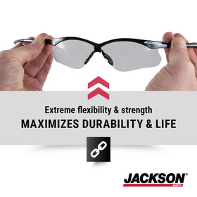 Jackson Safety SG wraparound lenses extend protection to the periphery.
