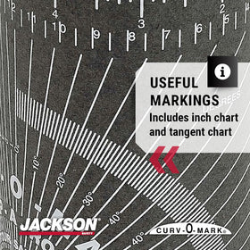 Jackson Safety tangent chart aids marking precise angles for elbows and branches.