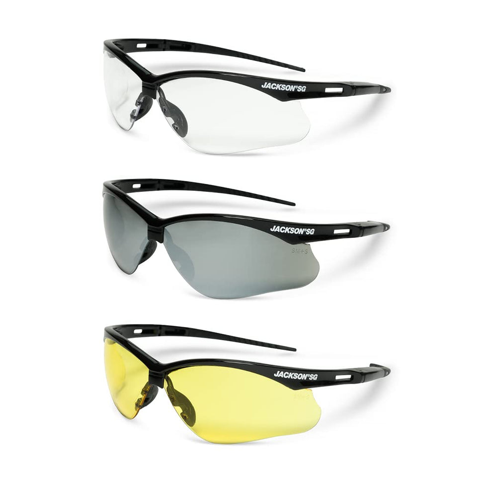 Jackson Safety SG safety glasses pack of 3 for versatile eye protection on the job.