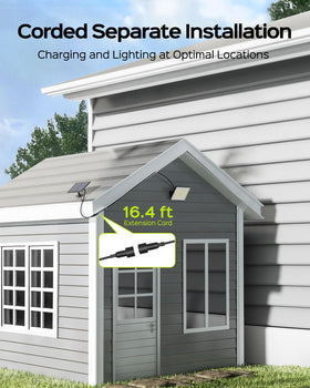 JACKYLED 113-LED dusk-to-dawn flood light illumination over a porch and path.