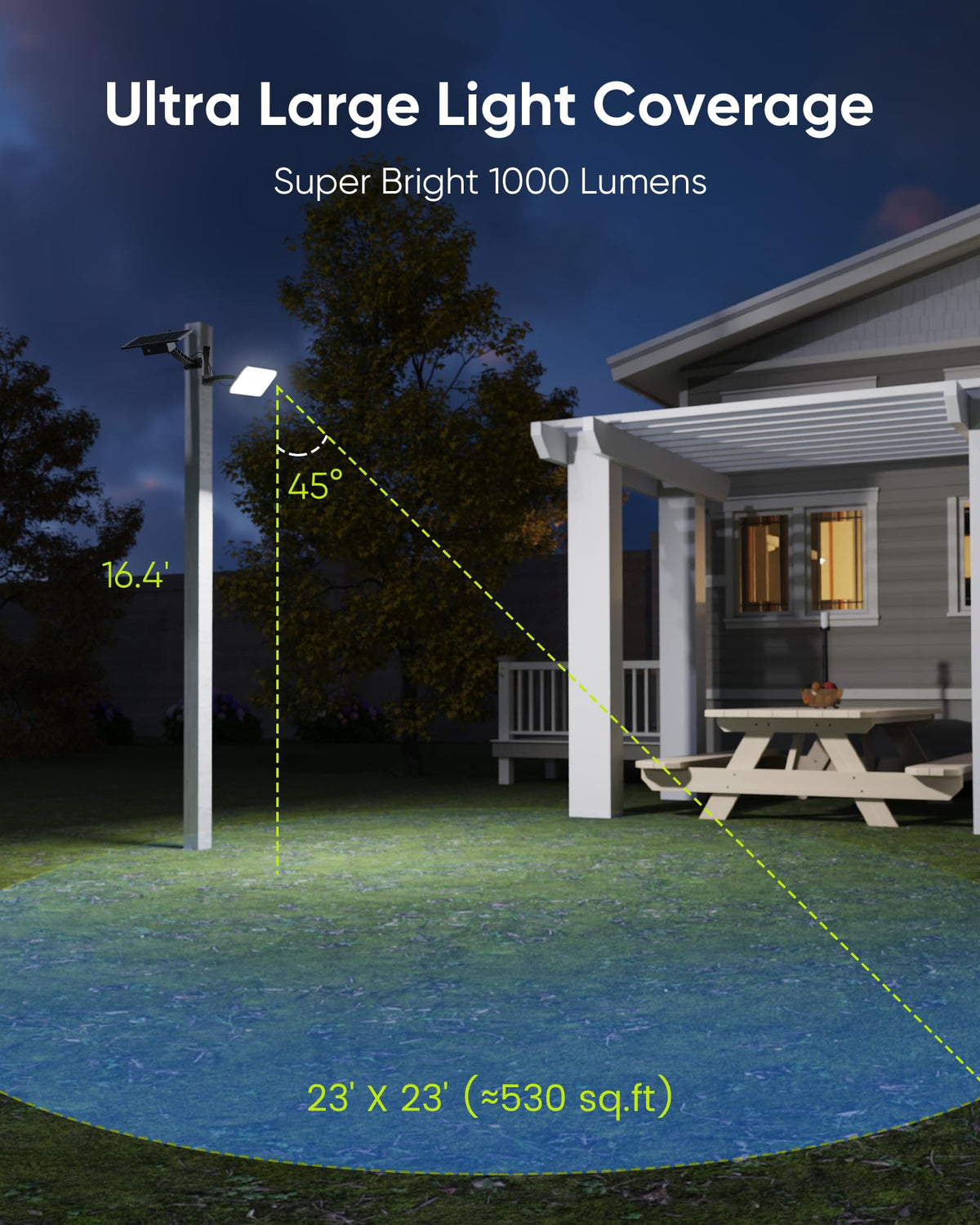 JACKYLED 16.4 ft extension cord enables flexible panel placement.