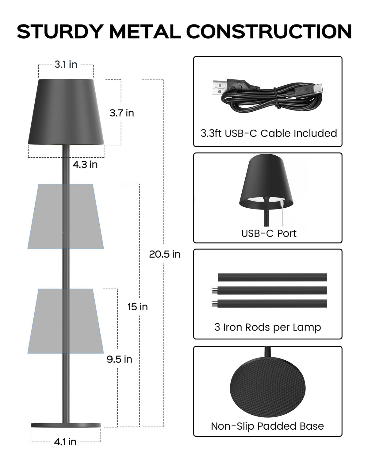 JACKYLED 5000mAh battery table lamp ready for long-lasting portable use