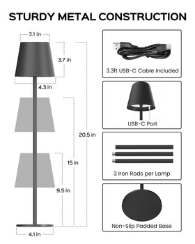 JACKYLED 5000mAh battery table lamp ready for long-lasting portable use