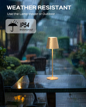 JACKYLED cordless table lamp with durable metal body for indoor or outdoor use