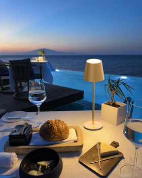 JACKYLED portable table lamp designed for dining, bedroom, cafes, or camping