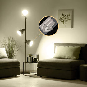 JACKYLED GU24 CFL 13W bulb - ambient lighting in a living room setting.