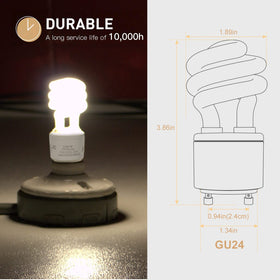 JACKYLED GU24 CFL 13W bulb - in-fixture view, steady warm light for kitchens.