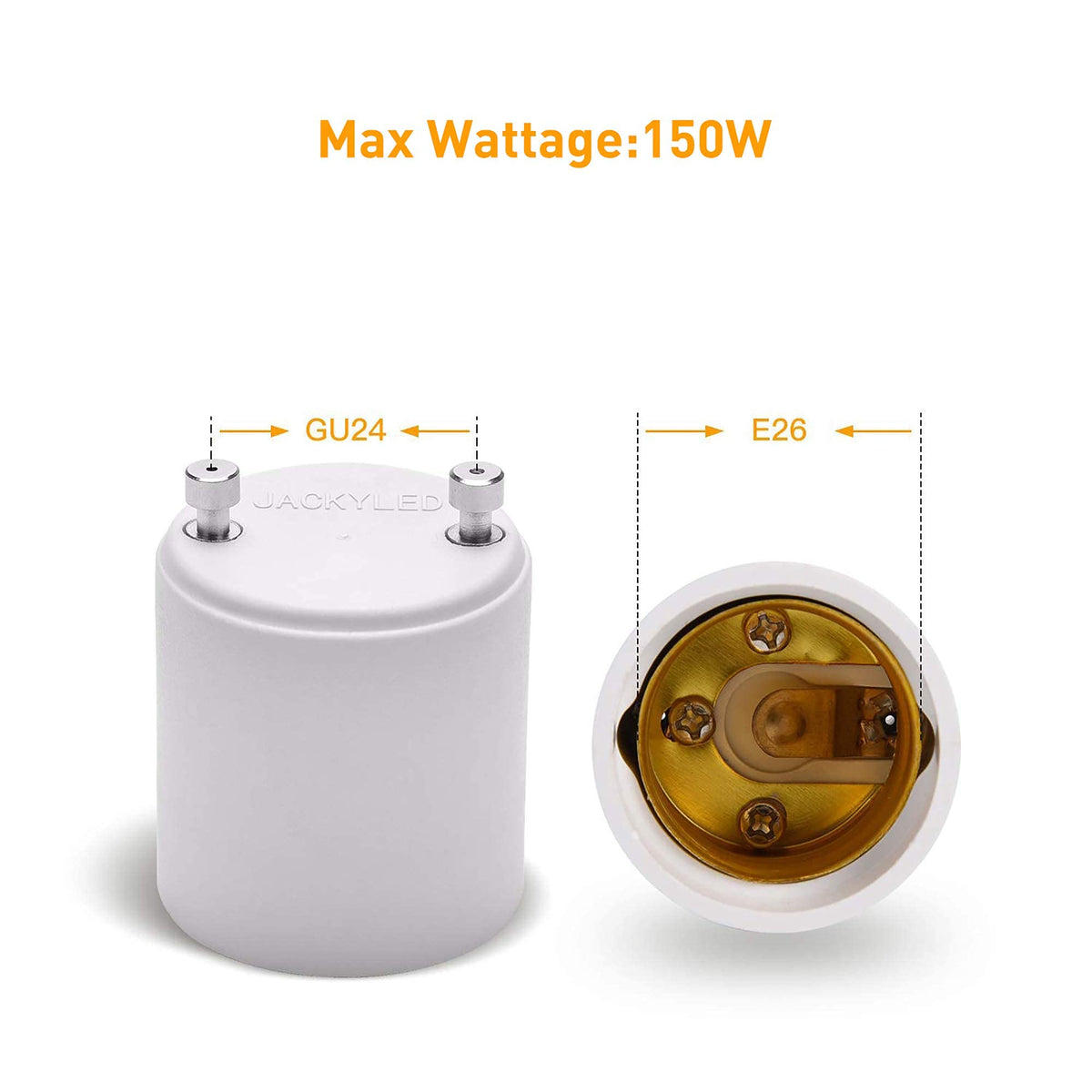 JACKYLED GU24 to E26/E27 adapter heat resistant up to 392℉