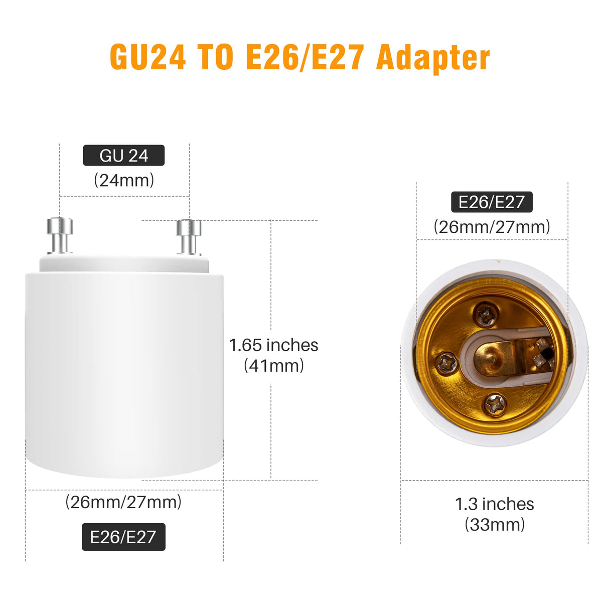 JACKYLED GU24 to E26/E27 adapter UL94 V-0 fire rating