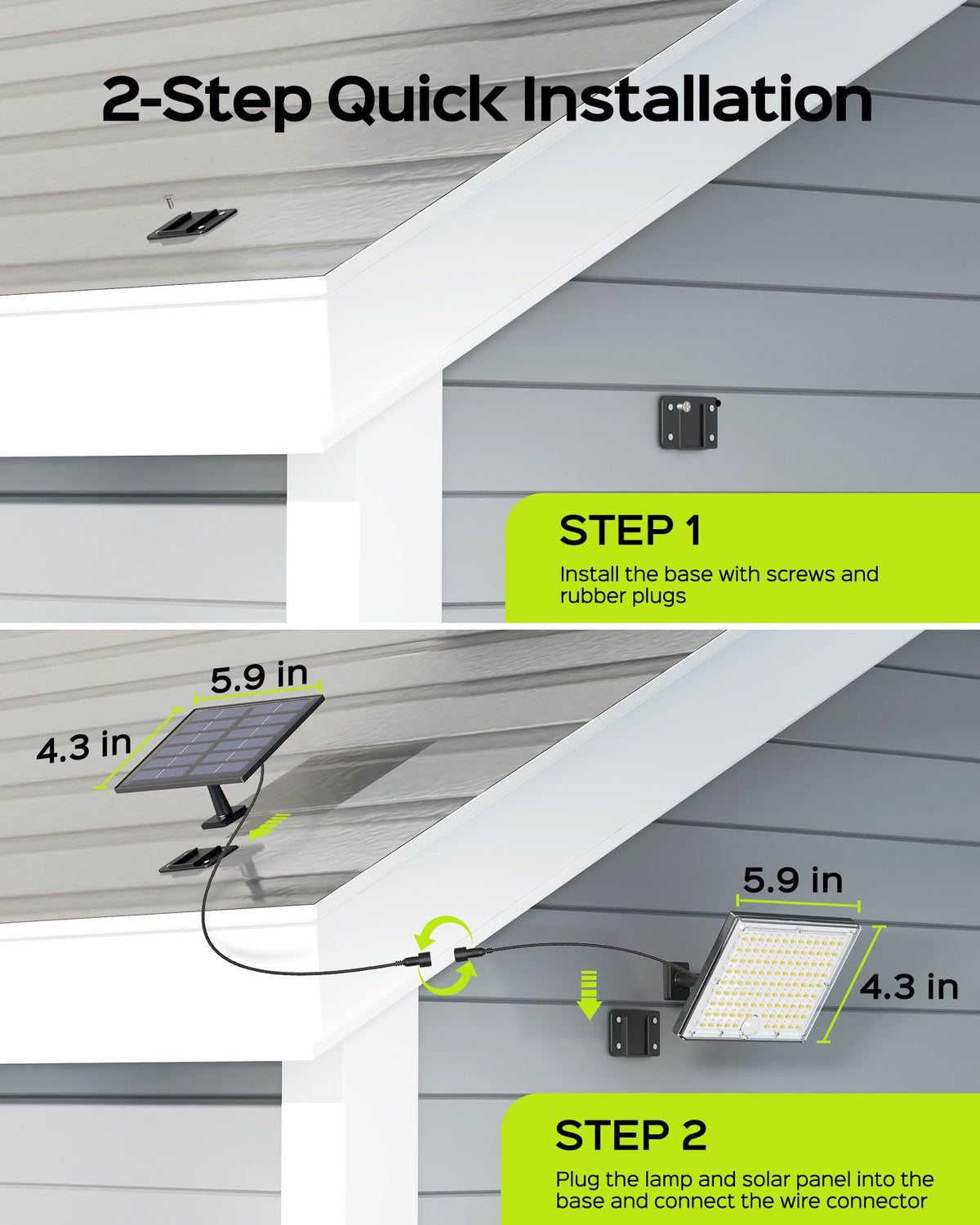 JACKYLED outdoor security spot lights illuminate a garage exterior with durable IP65 housing.