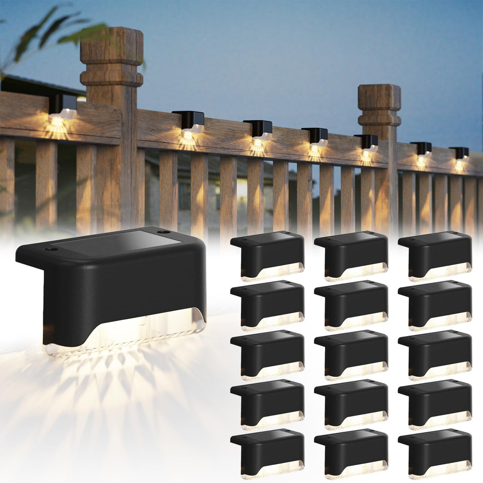 JACKYLED solar deck lights in packaging highlight convenient outdoor lighting solution.