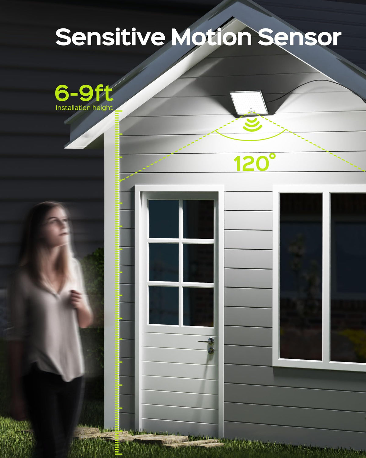 JACKYLED three lighting modes adapt to motion or dusk conditions.