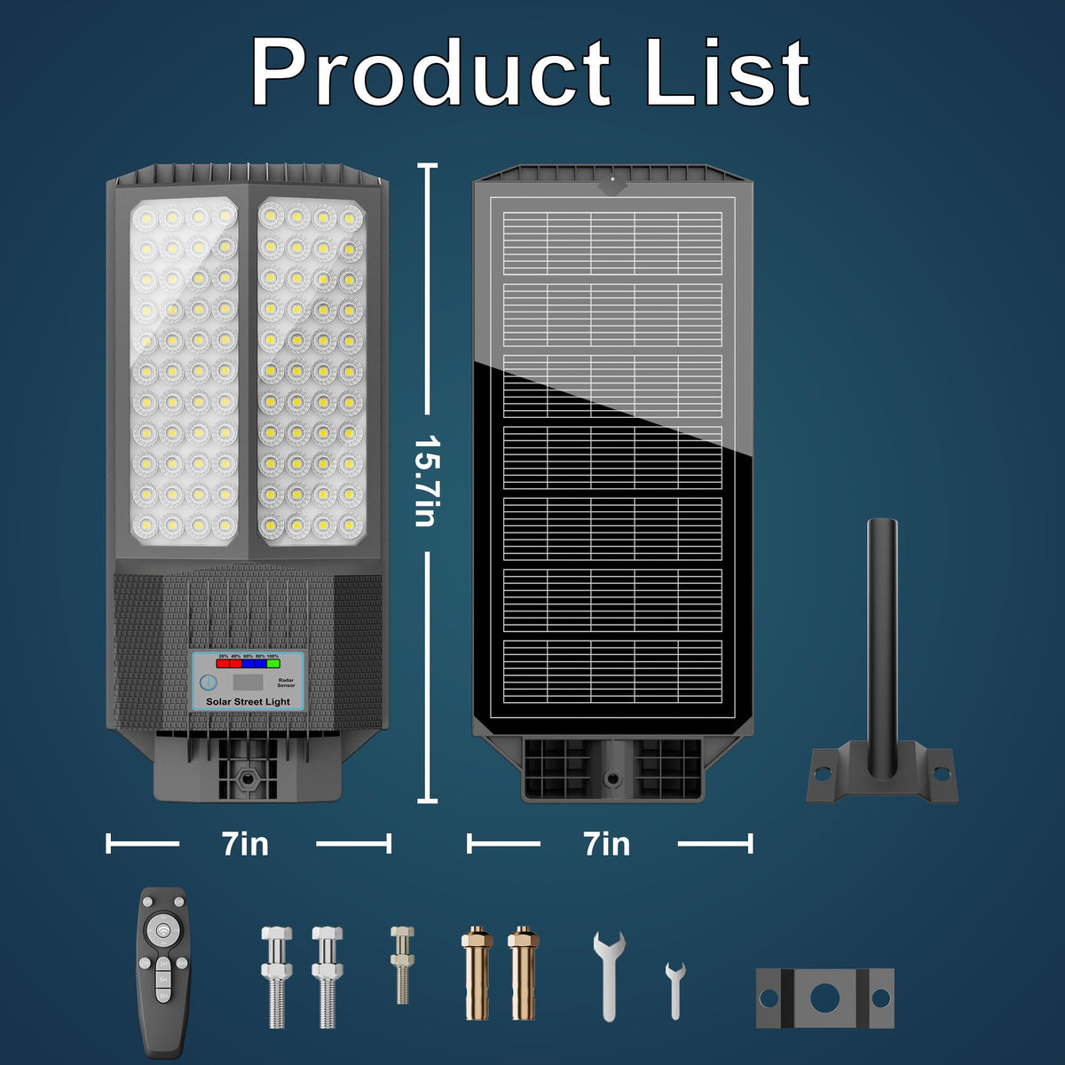 Jadisi solar street light battery indicator shows charge status at a glance