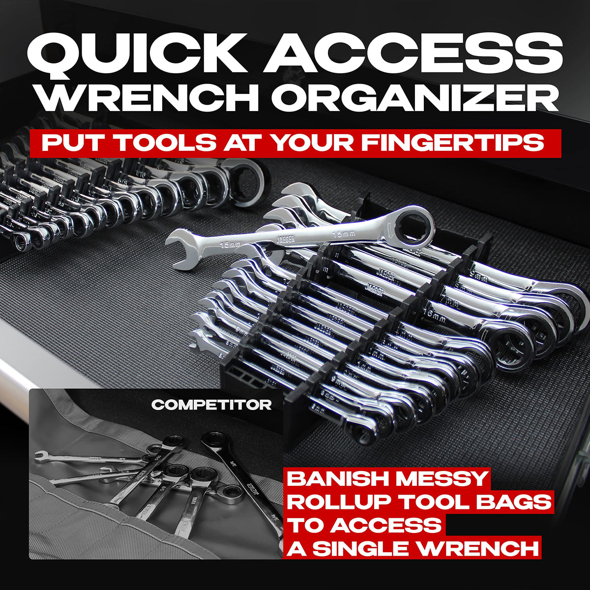 Jaeger 90-tooth ratchet end ensures smooth, reliable turning.