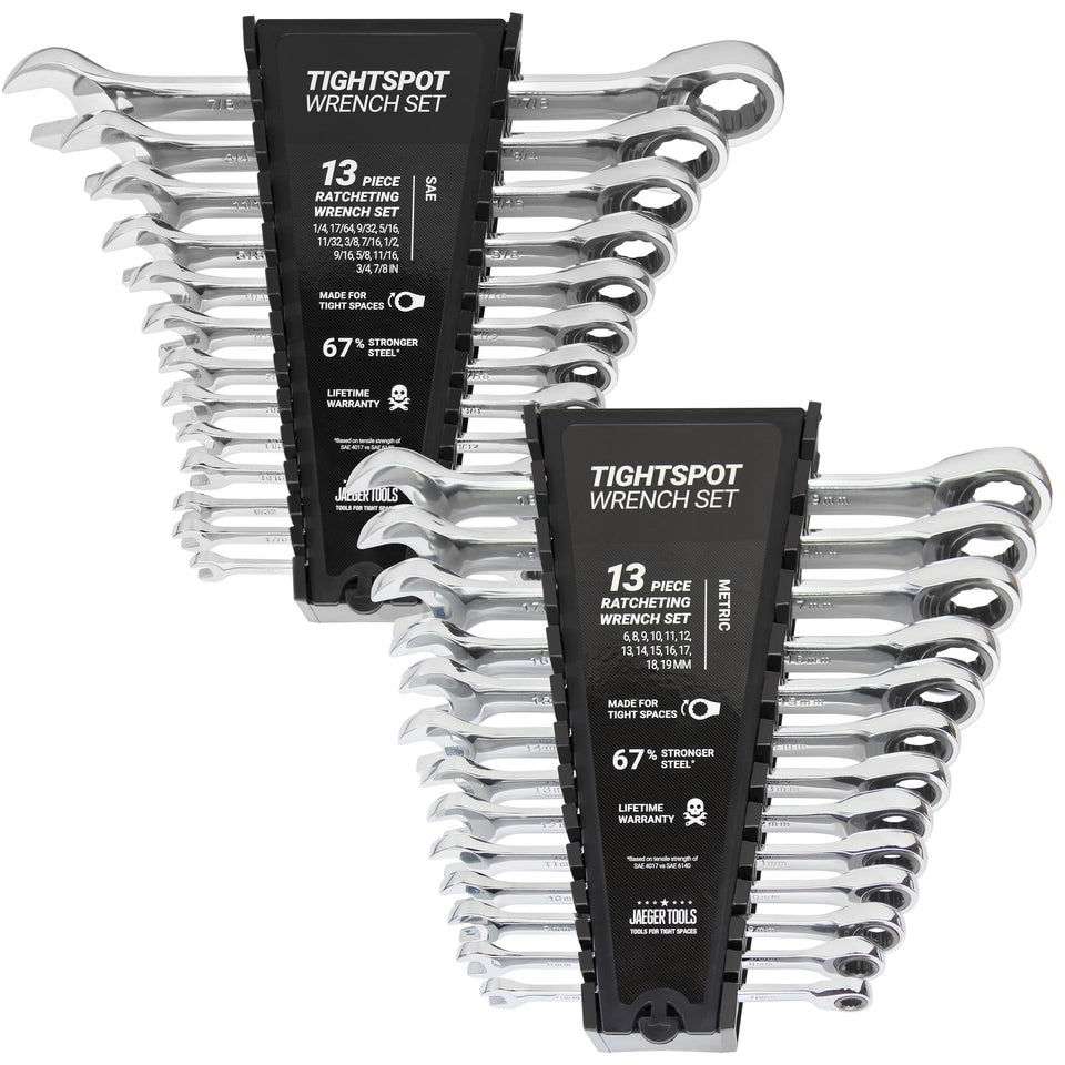 Jaeger 26pc ratcheting wrench master set in case for quick, organized access.