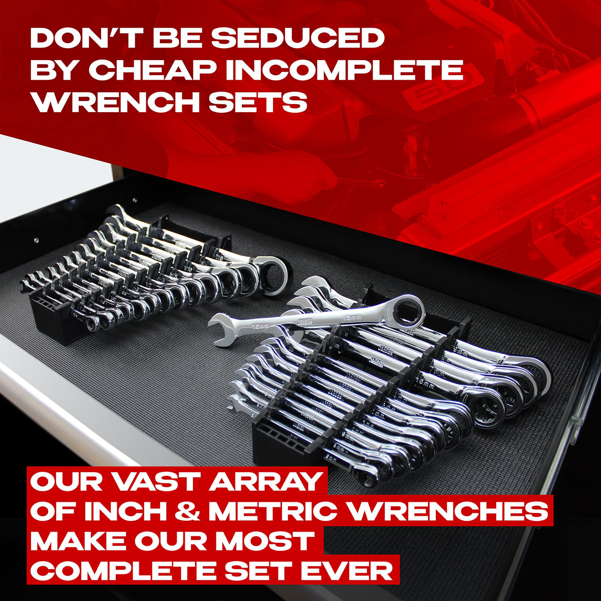 Jaeger flex-head wrench close-up for reach in tight spaces.