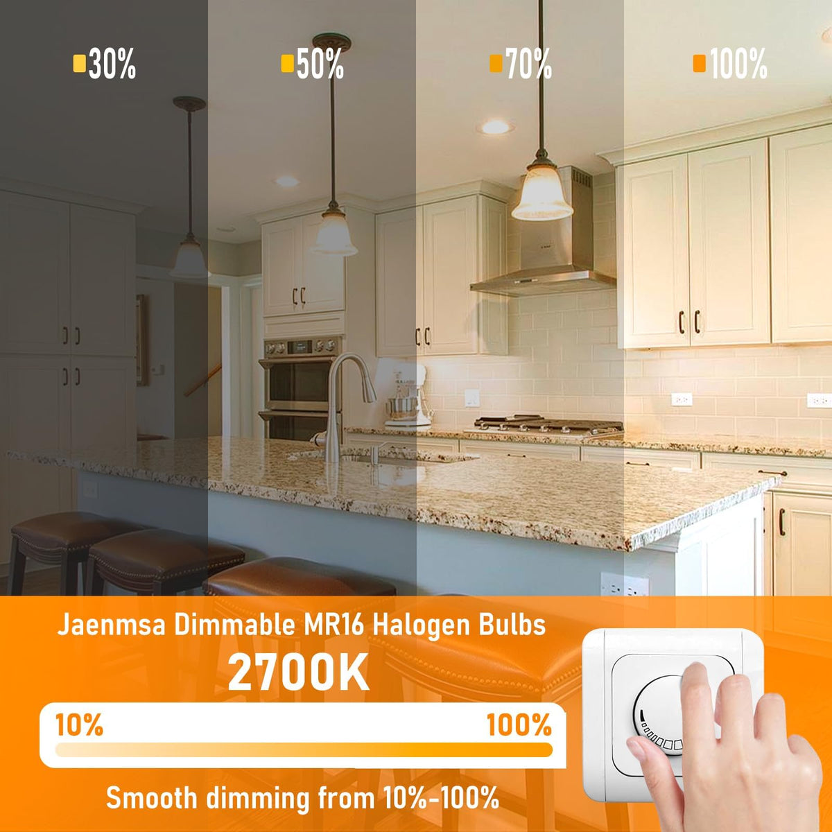 Jaenmsa MR16 50W 12V bulb with GU5.3 base for easy replacement