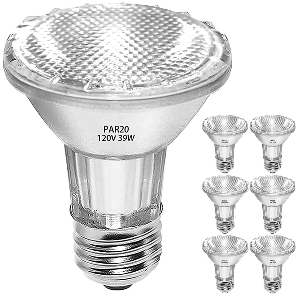 Jaenmsa PAR20 flood bulb with E26 base, front view, ideal for track lighting.