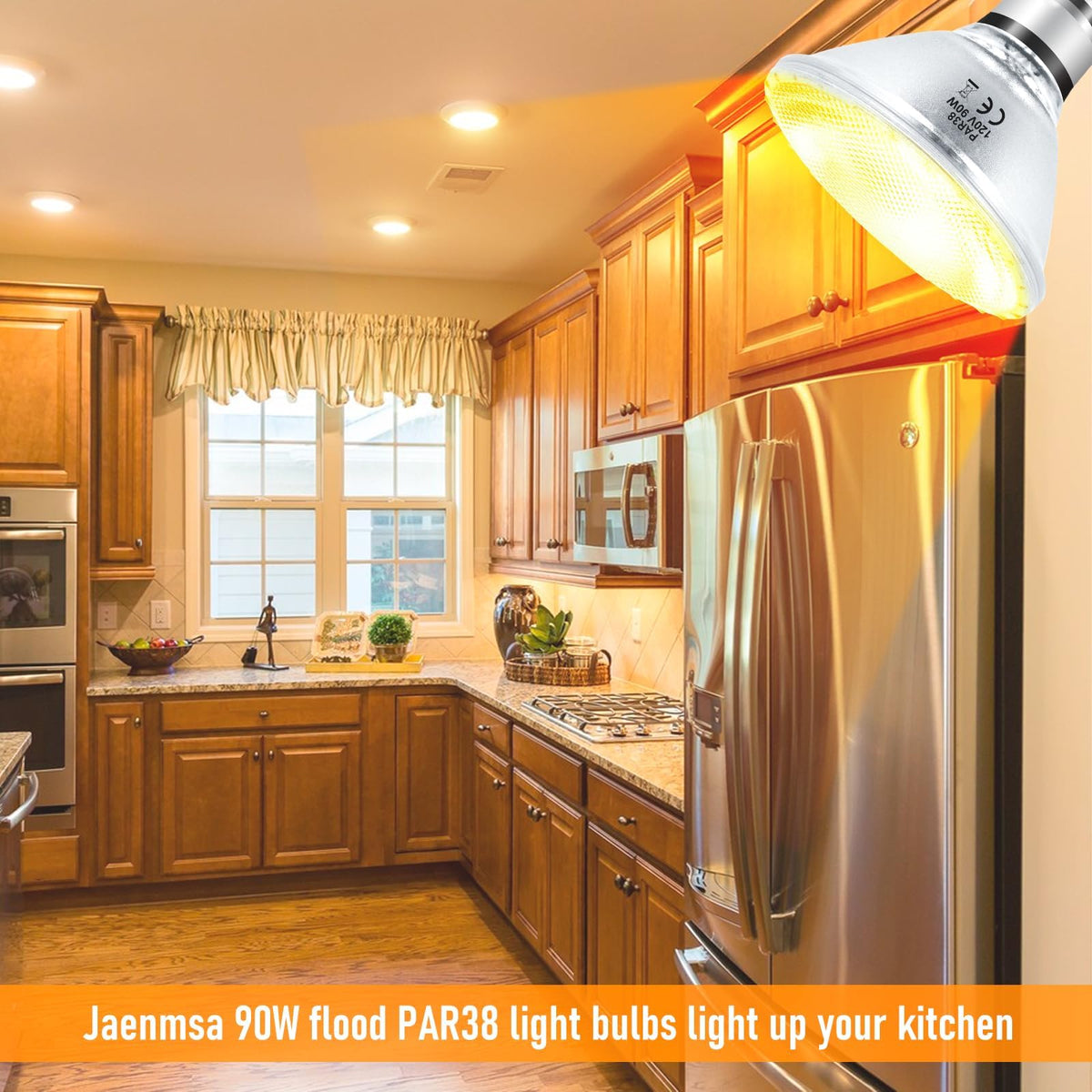 Jaenmsa PAR38 with E26 base fits most can fixtures