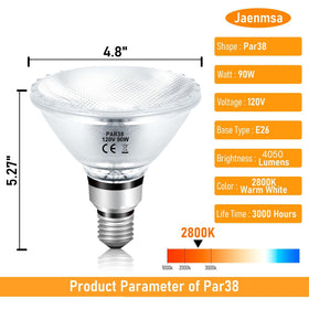 Jaenmsa PAR38 halogen 90W in-socket installation for quick replacements
