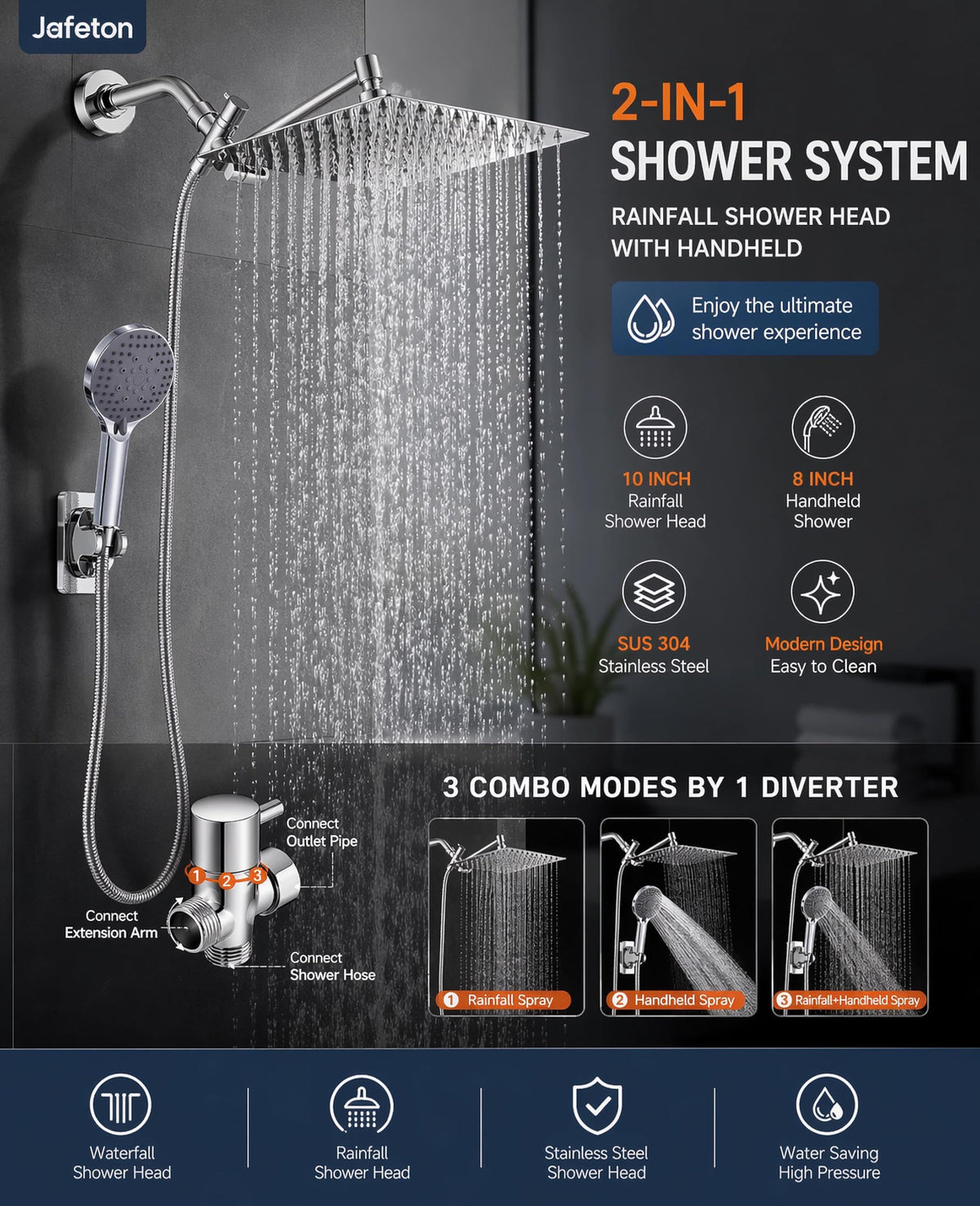Jafeton handheld spray combo for flexible rinsing and targeted cleaning.