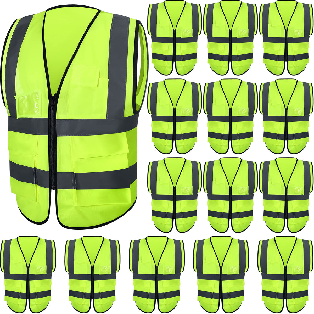 JaGely 15-pack front view safety vest with high visibility for safer outdoor work.