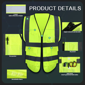 JaGely vest pockets closeup shows multiple compartments for tools and IDs.