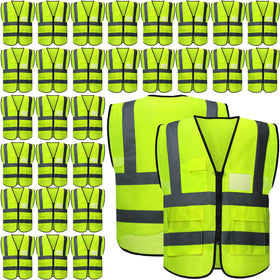 JaGely 30-pack reflective vests with pockets for teams, events, and on-site safety.