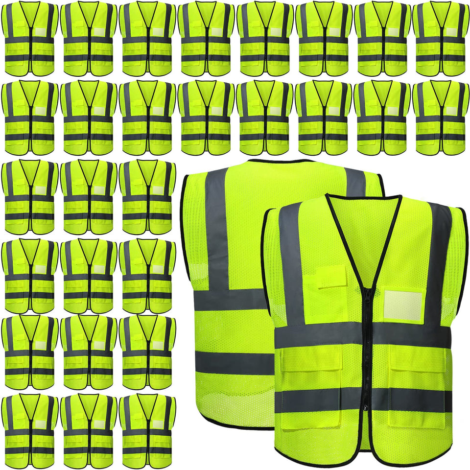 JaGely 30-pack reflective vests with pockets for teams, events, and on-site safety.
