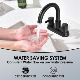 Close-up of JAKARDA faucet showing durable matte black finish.