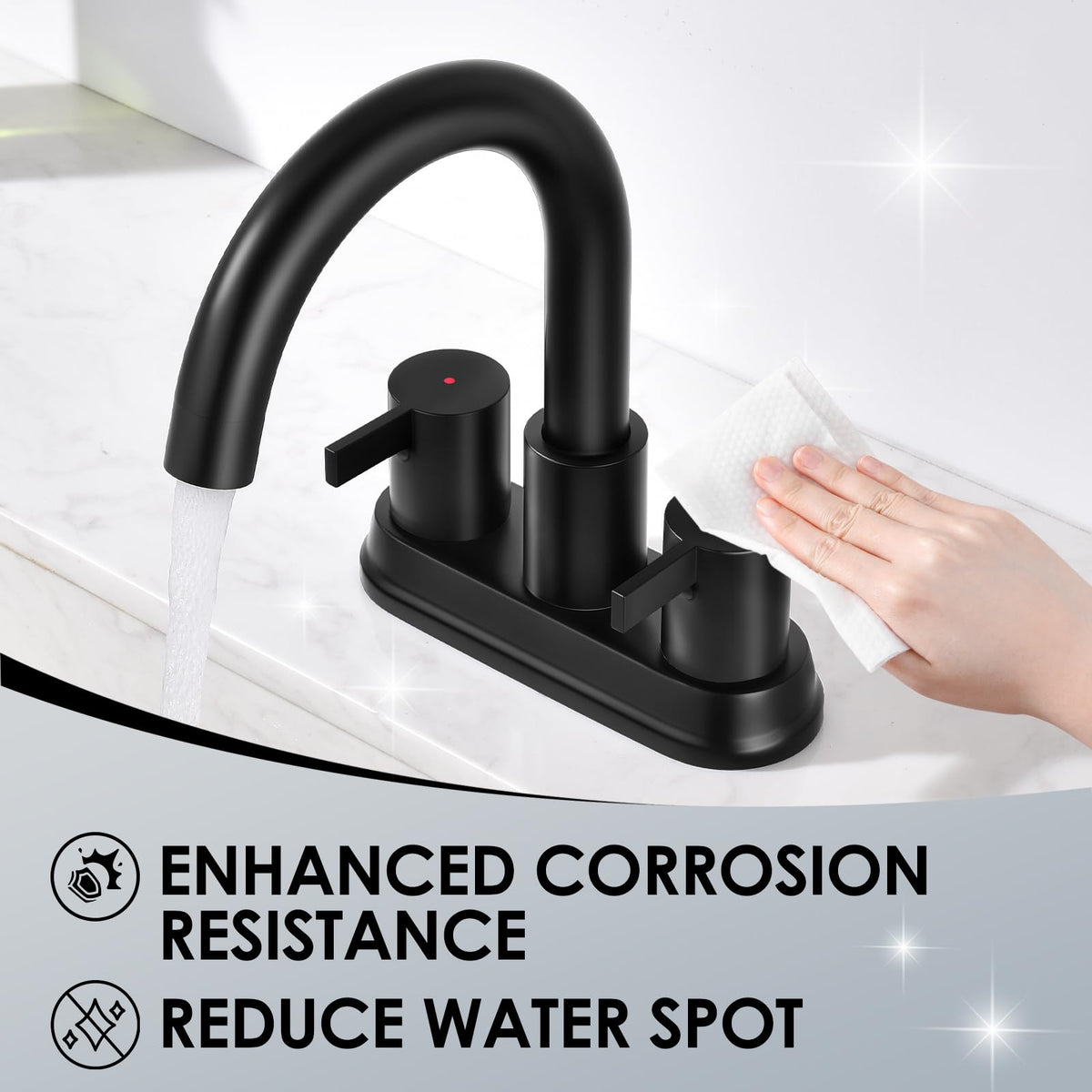 JAKARDA pop-up drain included with faucet for overflow control.