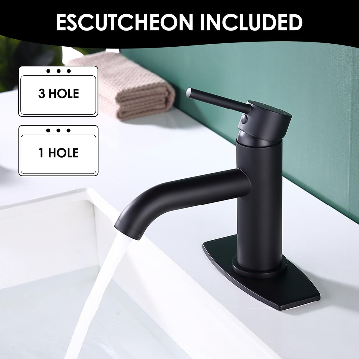 JAKARDA 4-inch escutcheon plate covering three-hole sink mount