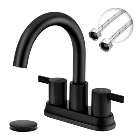 JAKARDA two-handle bathroom faucet in matte black; easy assembly for 4-inch centers.